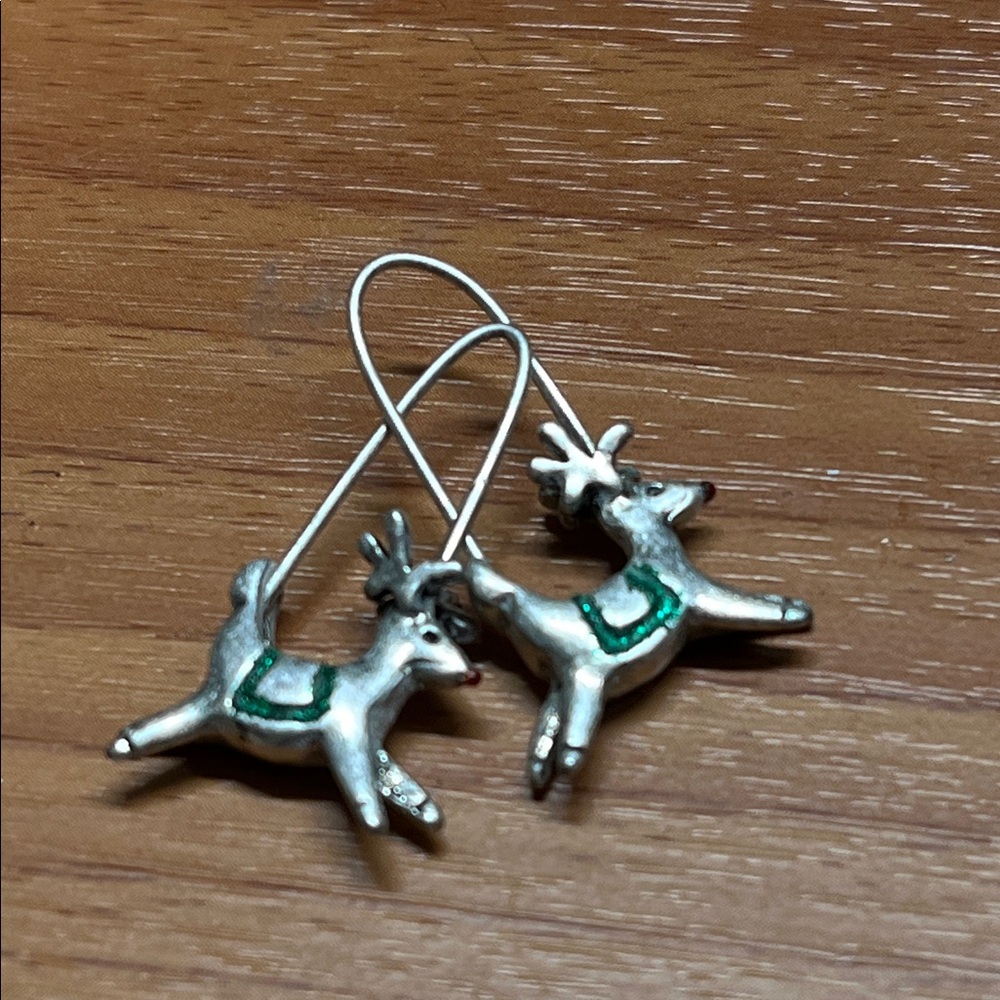 Source Unknown Silver Earrings with Green Details